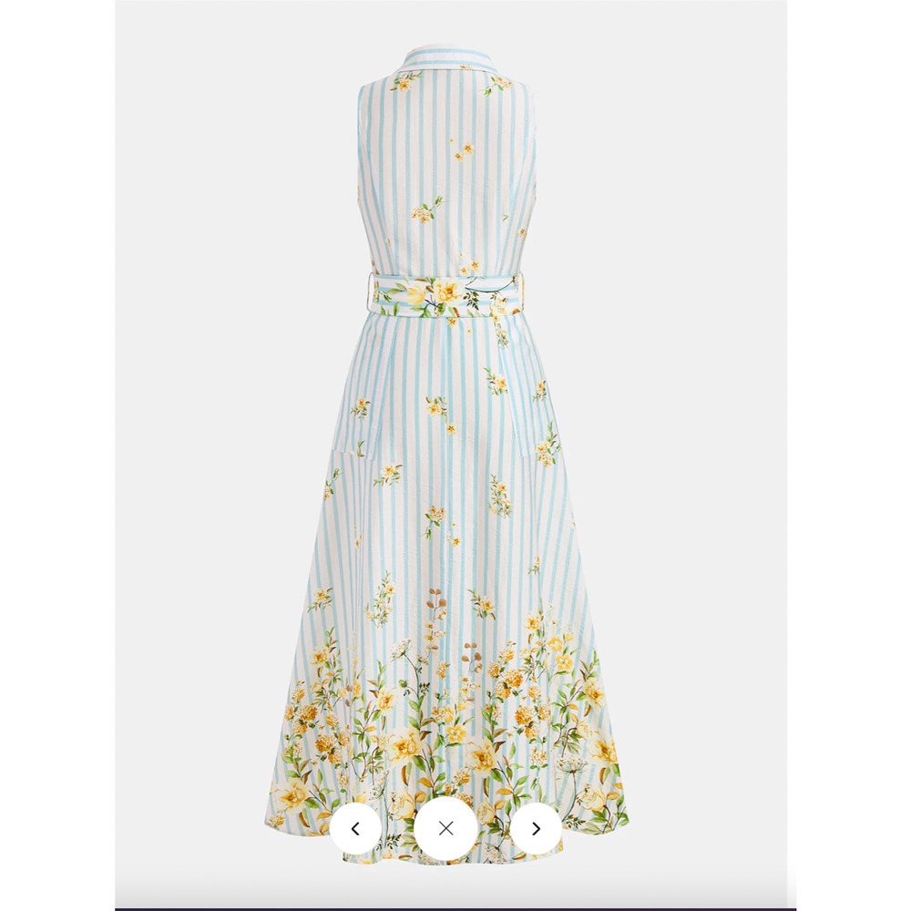 Copied - NWT Commense Floral Striped Sleeveless Belted Midi Dress Sz L - Picture 4 of 6